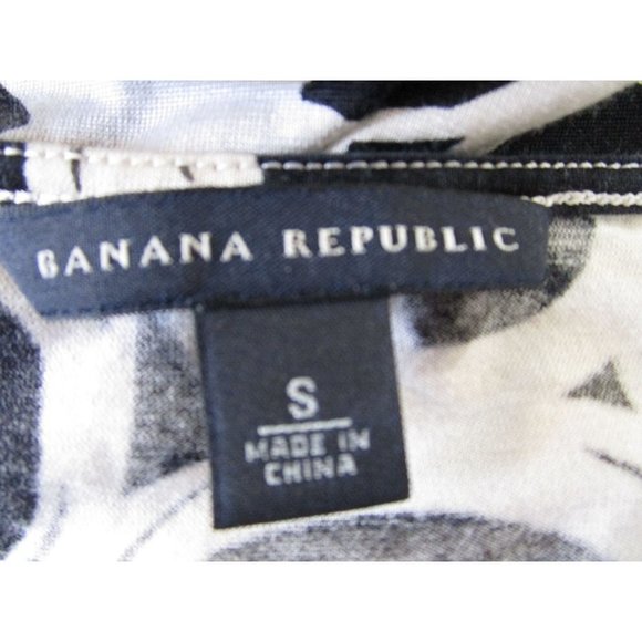 Banana Republic Silk Blend Jersey Abstract Fit Flare Dress Black White Sz S EUC - Picture 11 of 13